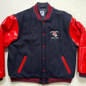 Vintage 90s Men's RENNOC TuTone Wool Varsity Jacket Sz XL Travel Hockey USA